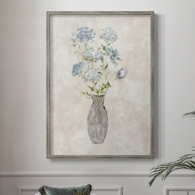 «Blue Lace Bouquet II», reproduction encadrée - bois massif 49066