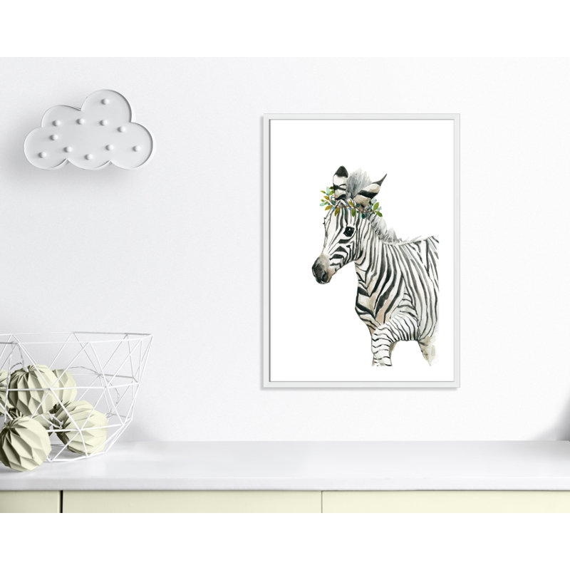«Savannah Zebra», art encadré, H 35,5 po x l 25,5 po x P 1,18 po, Cadre blanc