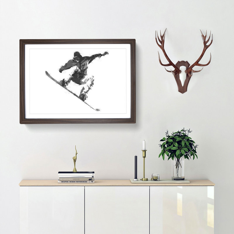 The Snowboarder - Picture Frame Painting Print, 33cm H x 45cm W x 2cm D, Walnut Framed