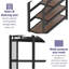 Lit mezzanine simple TG avec bureau et escalier de rangement, lits mezzanine en métal avec lumières à DEL, ports USB, filets en fer multifonctionnels, base de lit simple TG de taille compacte, noir