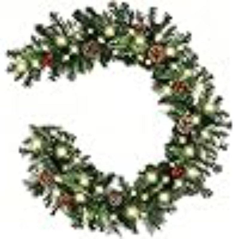 2cm Lighted Faux Pine Garland with Lights