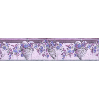 Bordure de papier peint à peindre L 15 pi x l 7 po Flowers Hearts