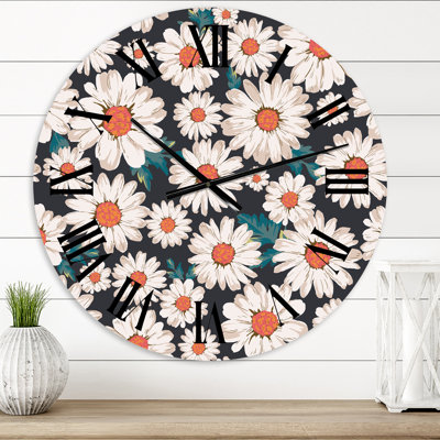 Abundance of White Daisy Flowers - Traditional wall clock