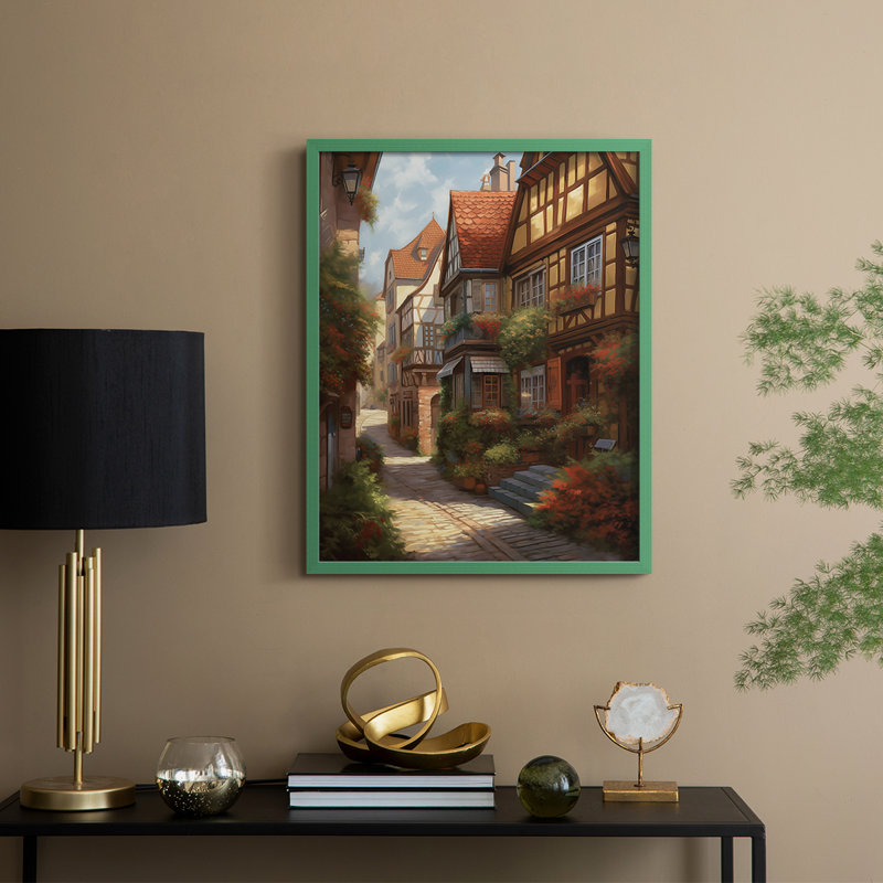 LANDSCAPES Series CCLXIX Framed Print - Solid Wood, Green, 21" H x 17" W