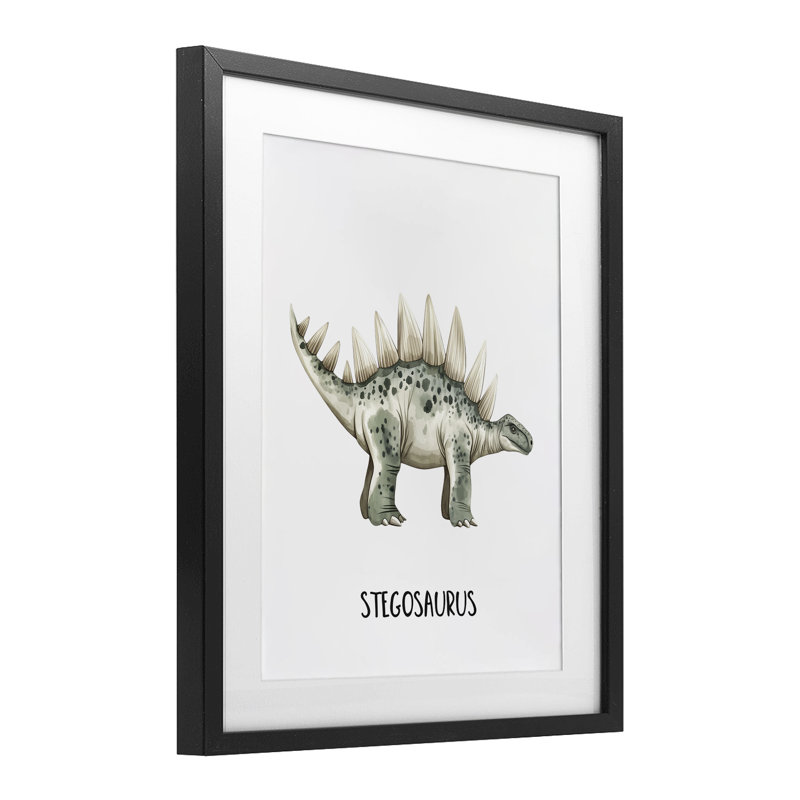 «Meet The Stegosaurus», reproduction d'art sous verre encadrée, par Christine Simpson Art, H 21 po x l 17 po