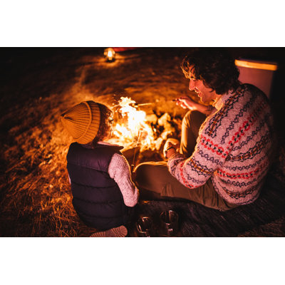 Young Father and Son Camping by Wundervisuals