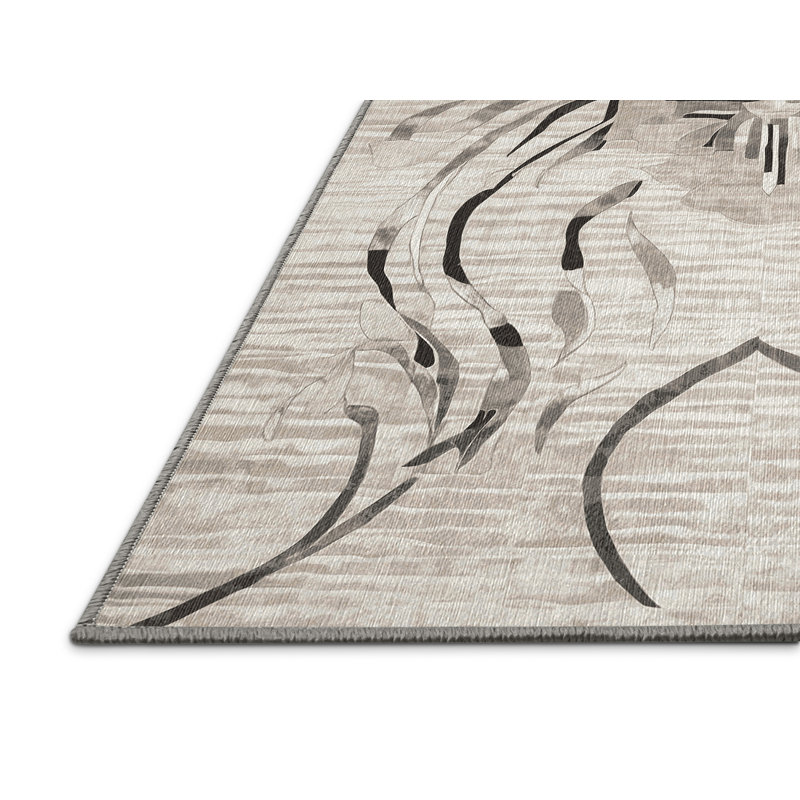 Tapis gris lavable à la machine, Rectangle 7 pi x 10 pi