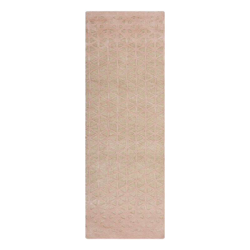 Pearly Geometric Area Rug in Beige/Pink, Runner 2'6" x 7'