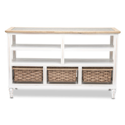 Eversole - 3 Basket Entertainment Center - Weathered Wood, Weathered White Finish