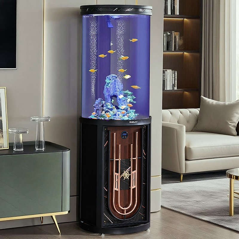 Réservoir d'aquarium cylindrique peint en fer épaissi, 63,4 gallons (H 65,75 po x l 24,41 po x P 24,41 po