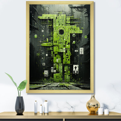 Green Abstract Maya Shapes Mask I - Abstract Wall Art Decor