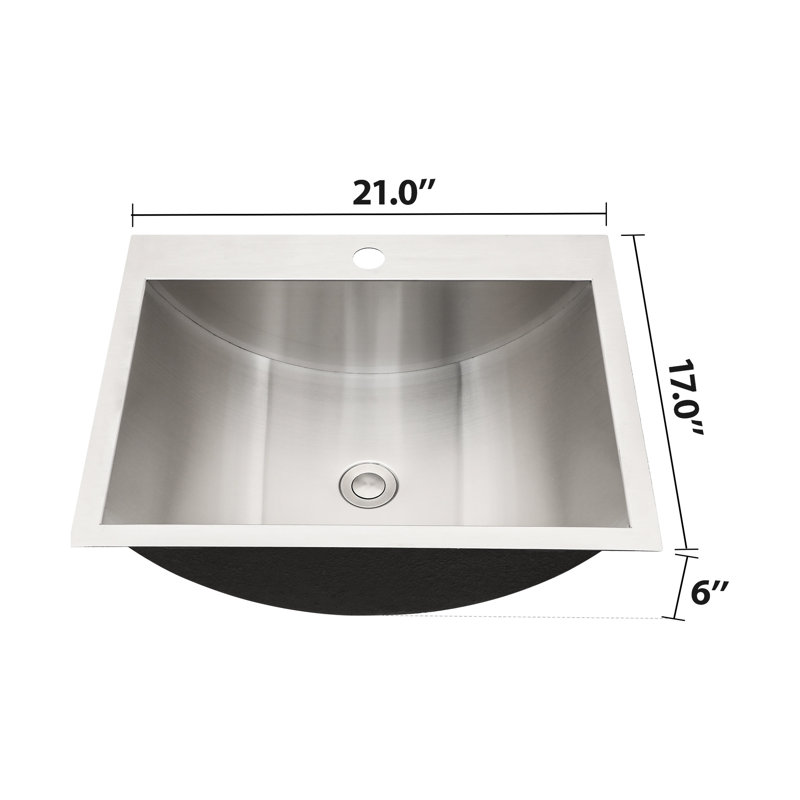 Lavabo de salle de bain en acier inoxydable 21 "x 17" avec bonde escamotable