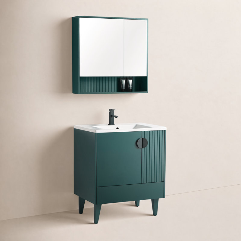Ensemble de meuble-lavabo simple 30 po Saimah, Noir, Vert