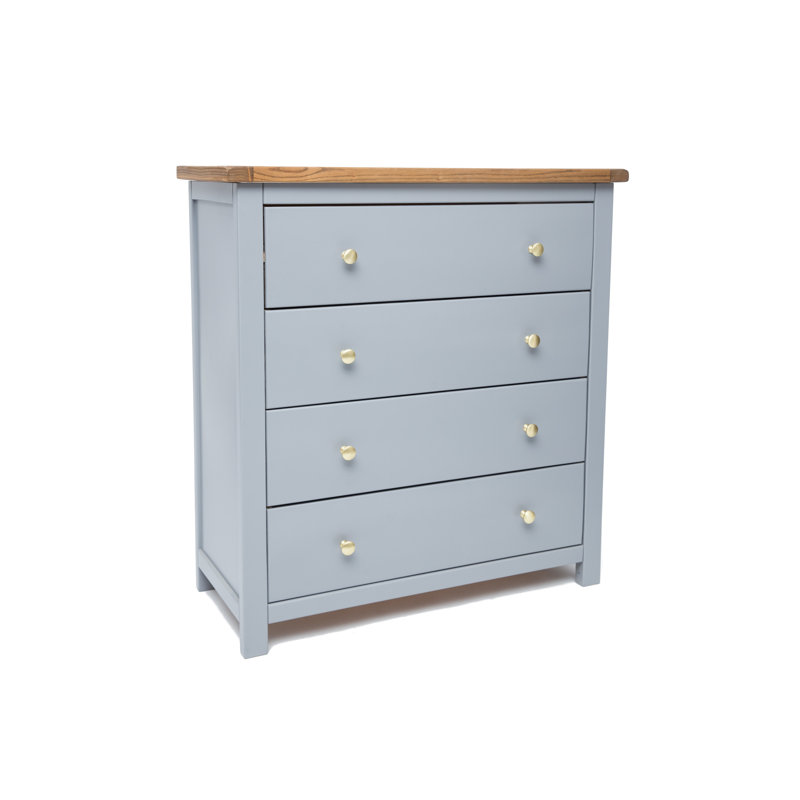 Dupree 90cm W 4 - Drawer Chest of Drawers, Grey/Gold