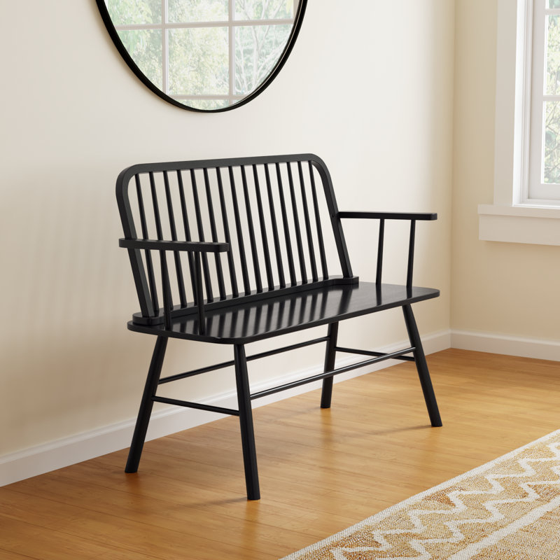 Sireen Solid Wood Bench, Black