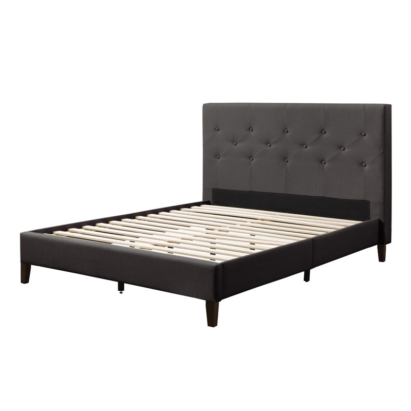 Achilles Upholstered Platform Bed, Dark Gray, Full