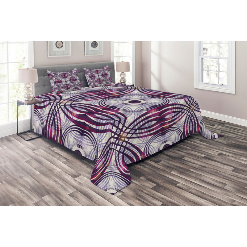 Modern & Contemporary Polyester Geometric Shapes Coverlet, Queen Bedspread + 2 Shams
