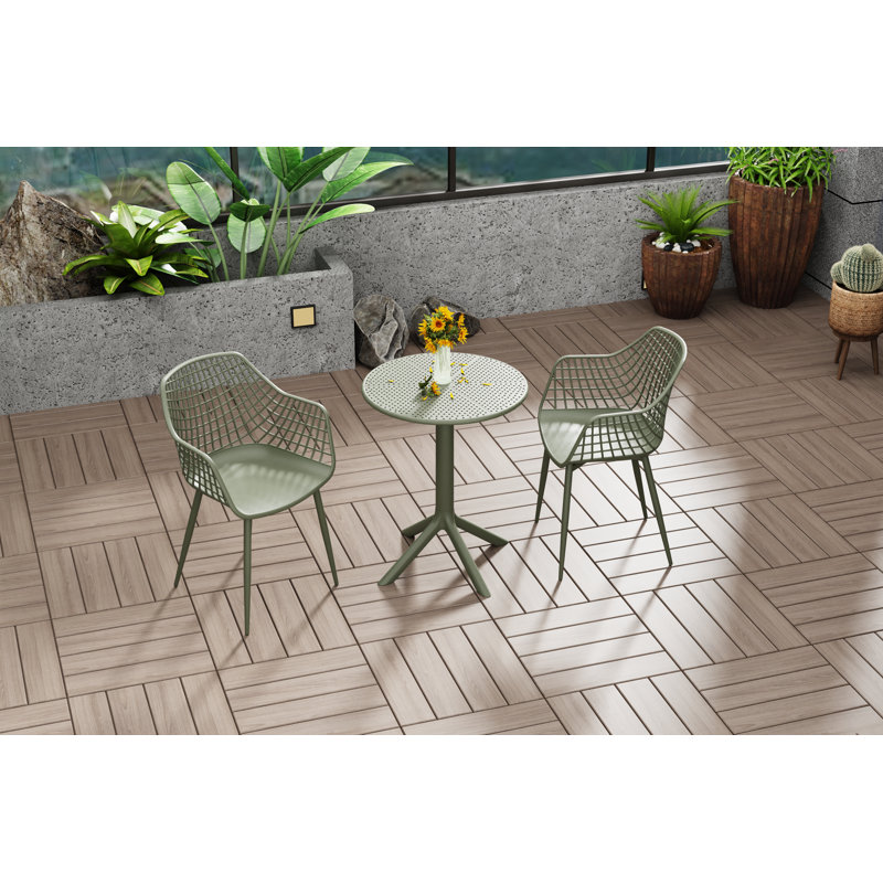 Daykin 2 - Person Patio Dining Set with Round Table, Green