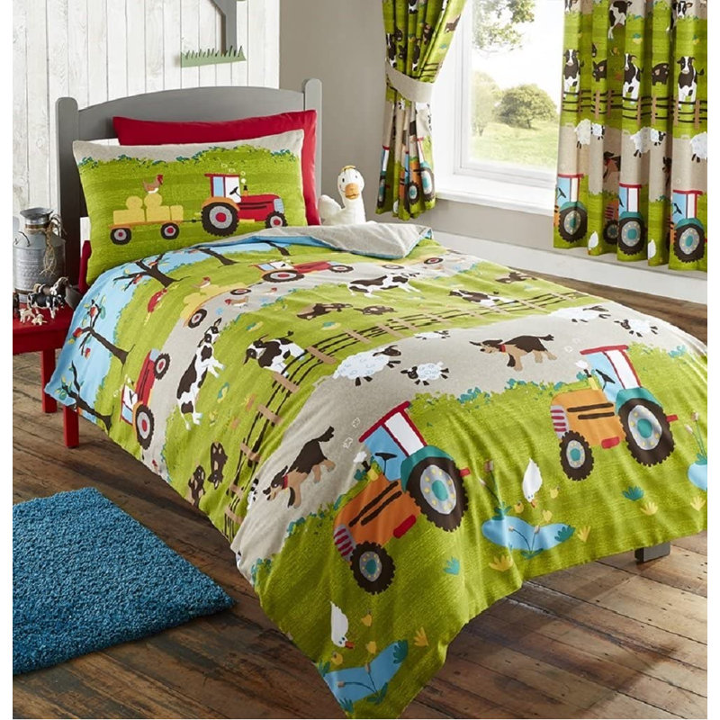 Sharlene Green/Gray/Blue 56 TC Reversible Duvet Cover Set, 135 x 200cm Duvet Cover + 1 Standard Pillowcase