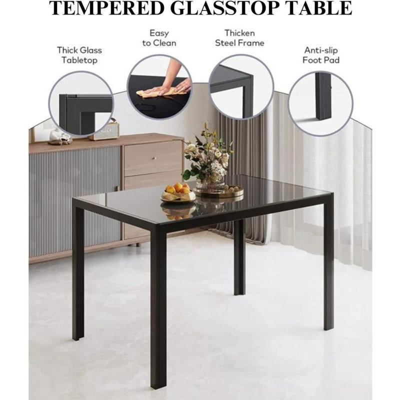 Table de salle à manger moderne avec ensemble de 4 chaises
