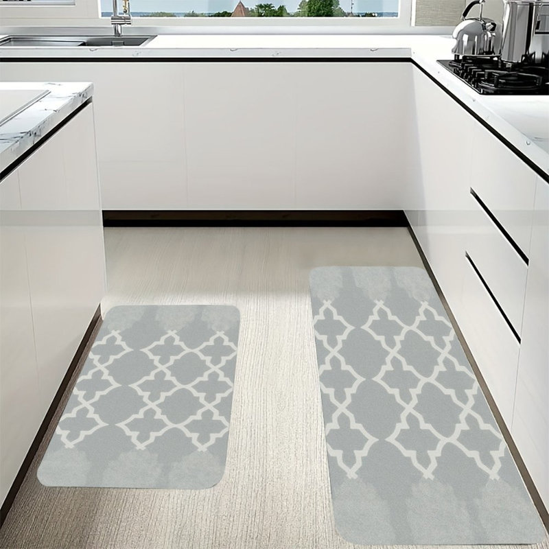 Texture chaude beige, ensemble de 2 tapis de cuisine
