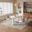 62.2" Irregular Cream White Dining Table Set With 4 Chairs for Kitchen, Bar, Living Room-1361439947