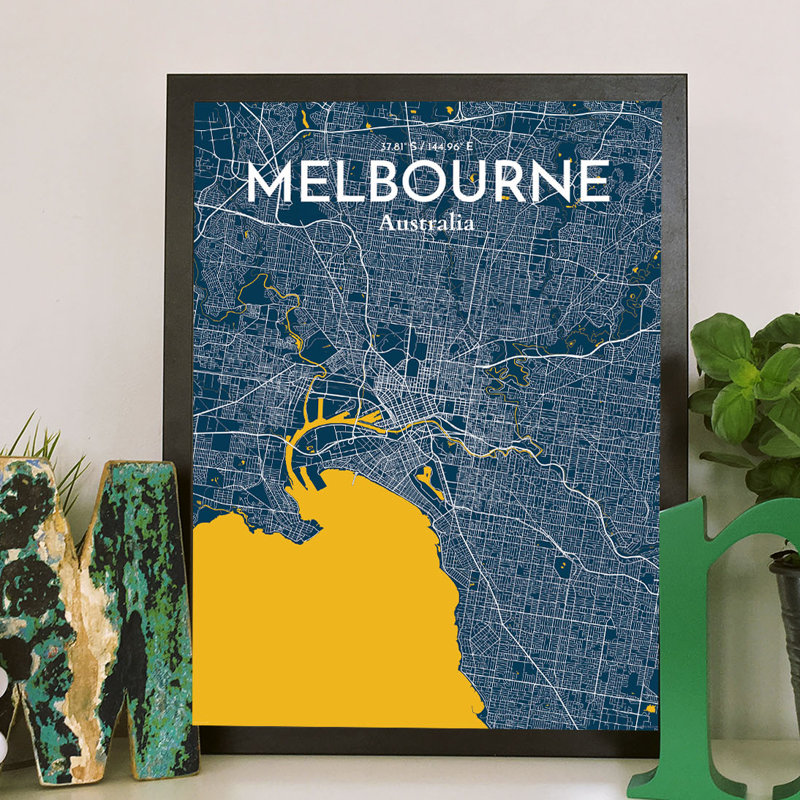 Melbourne City Map - No Frame Print, 43.2cm H x 27.9cm W x 0.13cm D x 0.13cm D