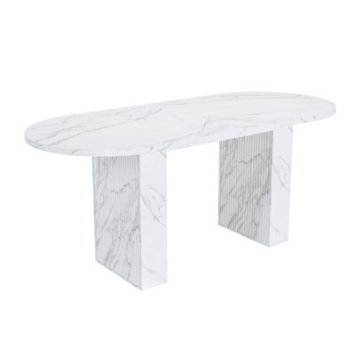 62.9 Inch Oval Dining Room Table for 6 with Top & Wood Base, Modern Farmhouse Kitchen(Only Table) by Mercer41
