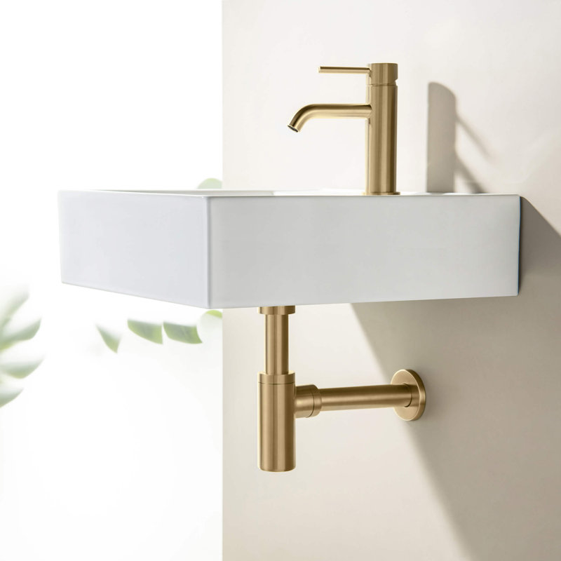 Kibi Bathroom Sink Decorative Round Bottle Trap, Brushed Brass