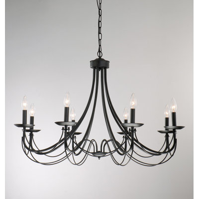 Lustre classique à 8 lumières de style bougie avec détails en fer forgé Raglin