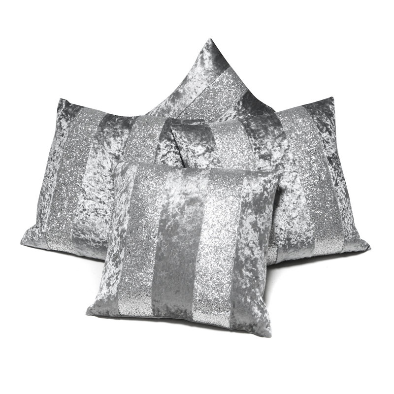 Brenda Striped Square Cushion Cover, 55 x 55cm, Grey/Silver