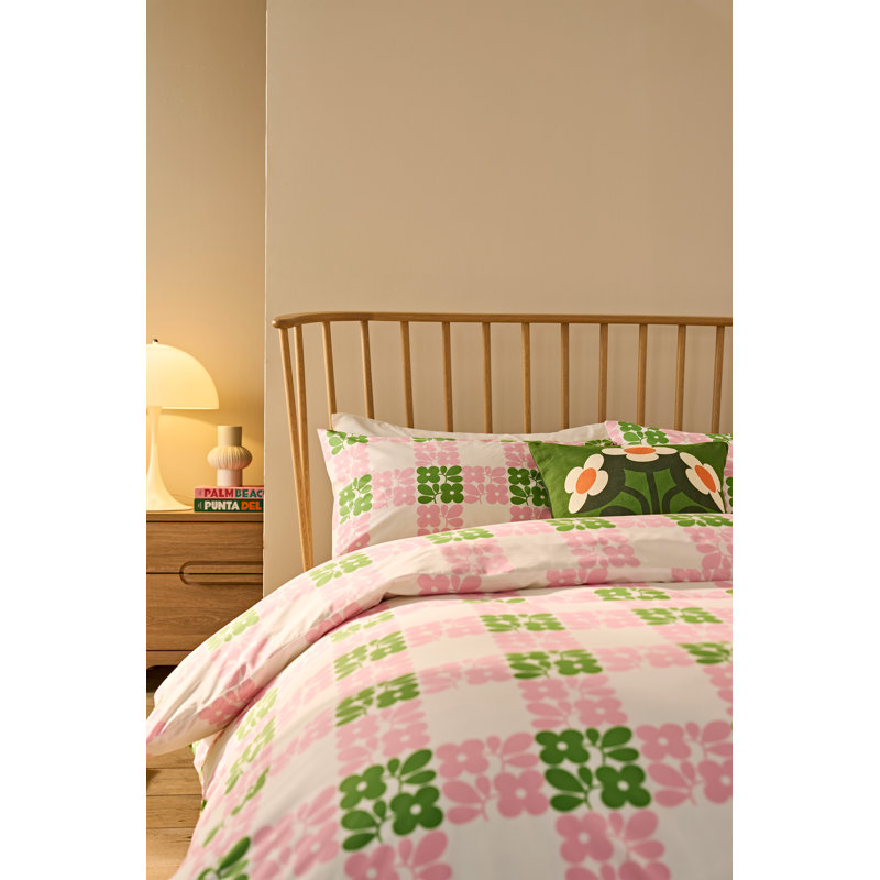 Floret Check Dill Pink Pillowcase Pair