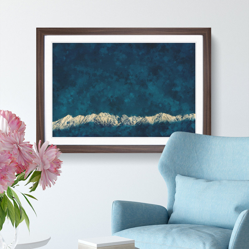 Light on the Mountain Top - Picture Frame Photograph Print, 24cm H x 33cm W x 2cm D, Walnut Framed