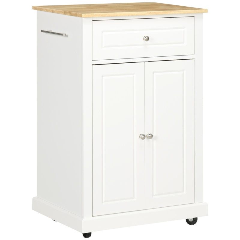 Rolling Kitchen Island Cart, Portable Serving Trolley Table With Drawer, Adjustable Shelf And 2 Towel Racks