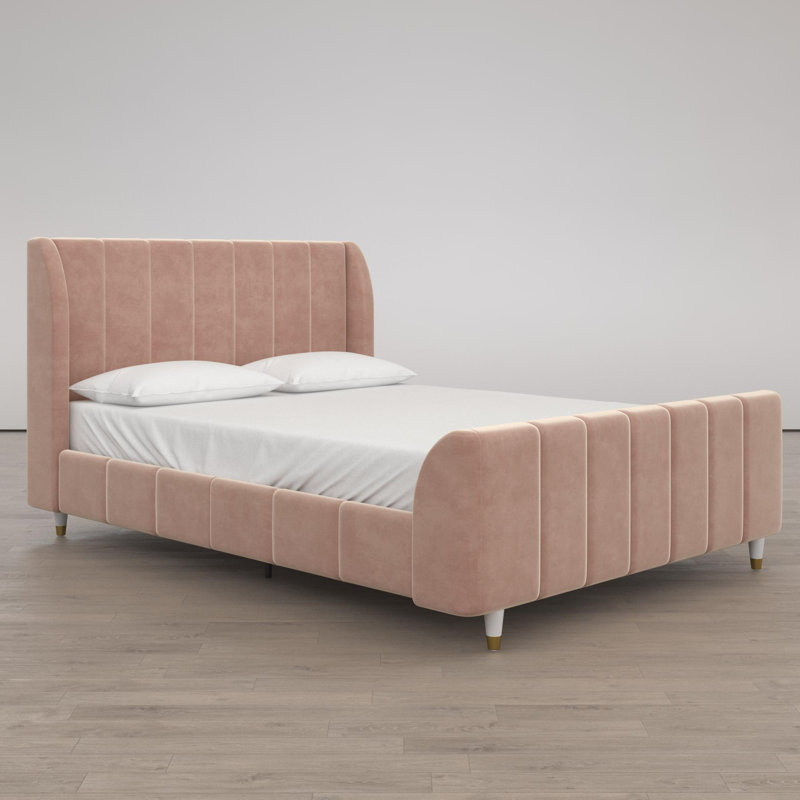 Ricketts Full/Double Upholstered Platform Bed, Vintage Pink