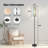 PeeNoke 68.5" Standing Floor Lamp Light Blue White Vertical Striped Design Dimmable Metal Pole Lamp with Linen Lampshade LED Bulb Included
