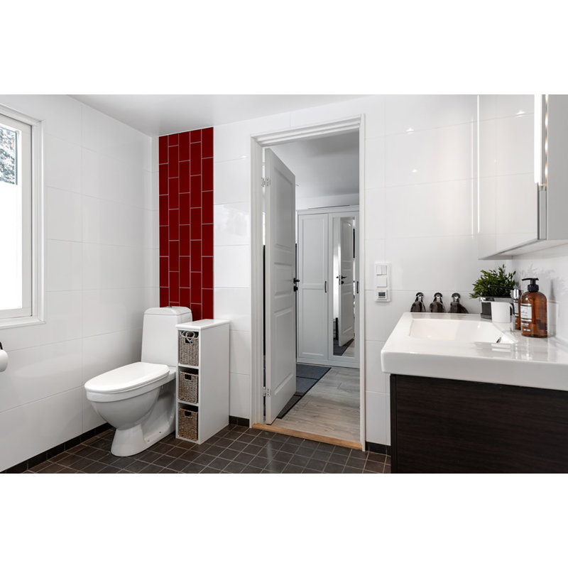 Premium 4" x 12" Glass Subway Tile, American Red
