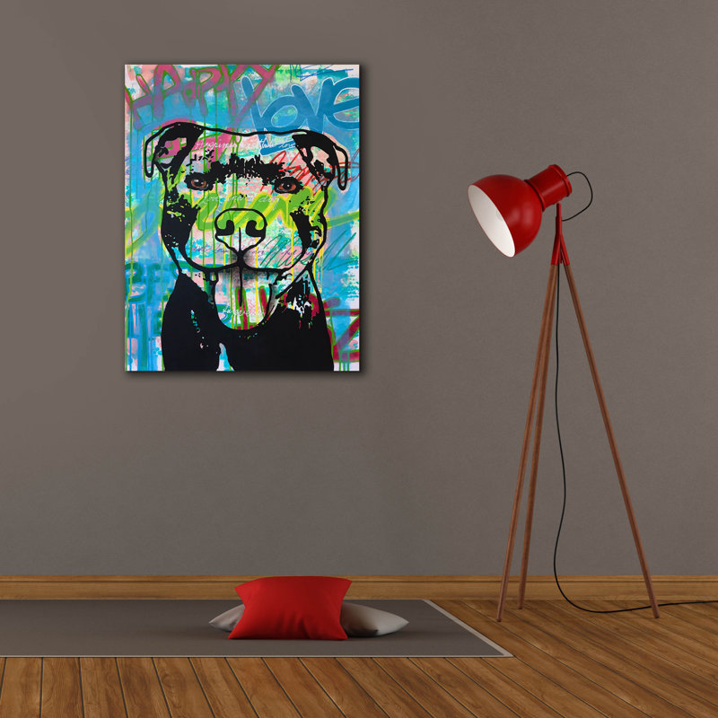 «Happy Love Pitbull» par Dean Russo, H 34 po x l 26 po x P 1,5 po