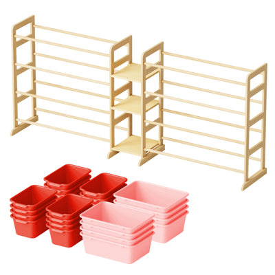 Toy Storage Organizer with 3 Shelves & 24 Bins, Kids Bookshelf Bookcase, Toy Bin Shelf for Playroom & Bedroom Organization & Decor