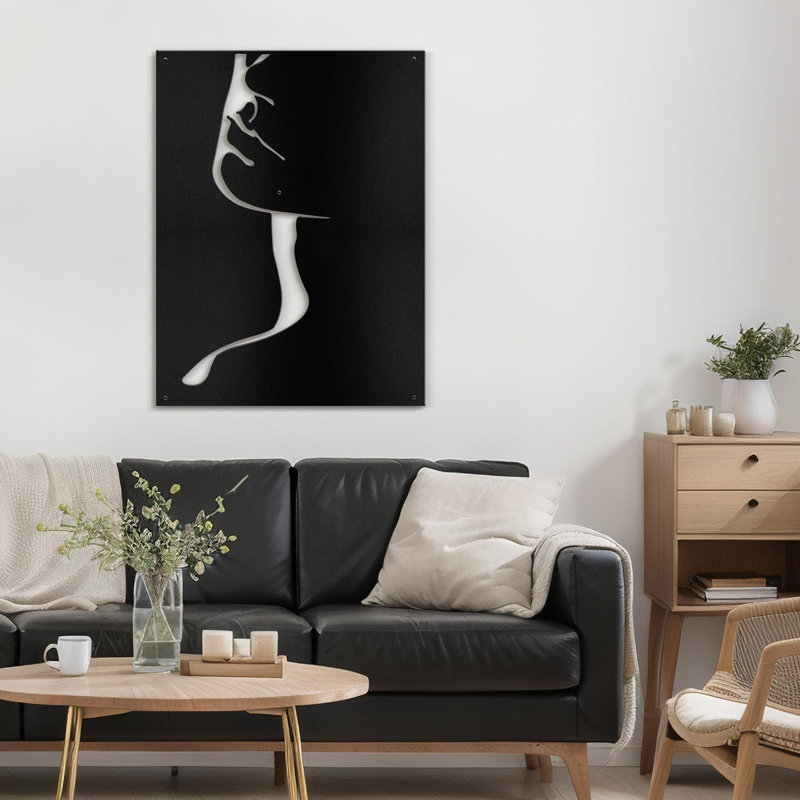 Décoration murale en métal, H 30 po x l 20 po x P 0,05 po, Noir