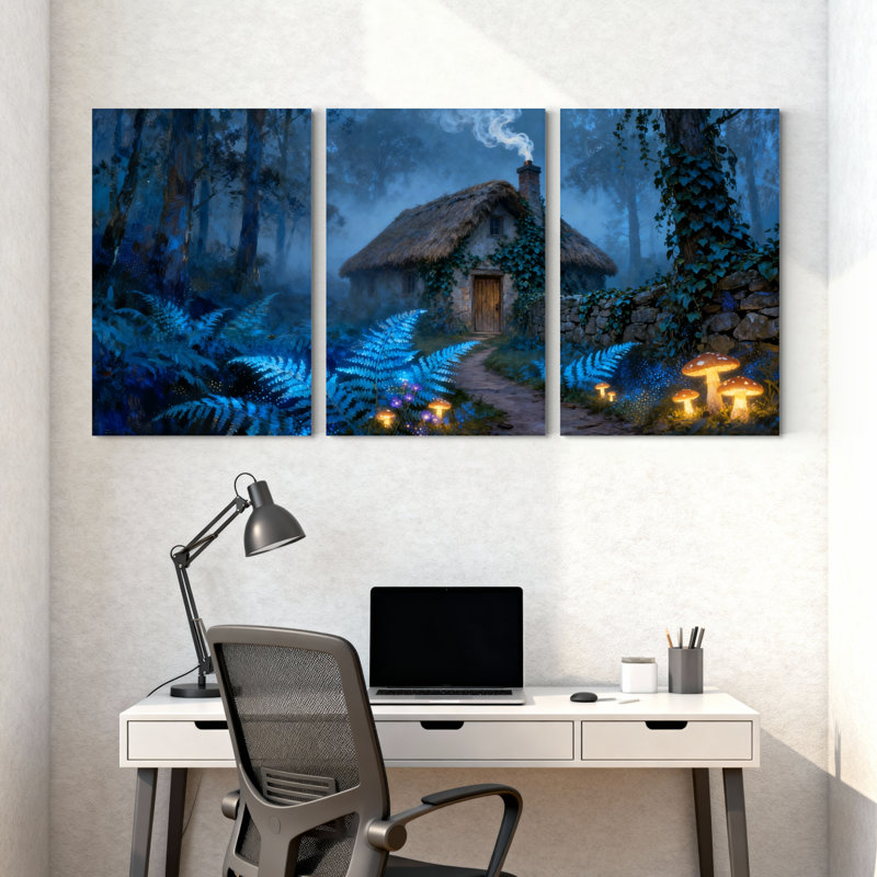 Ensemble de 3 reproductions d'art sur toile Winter Forest, H 18 po x l 36 po