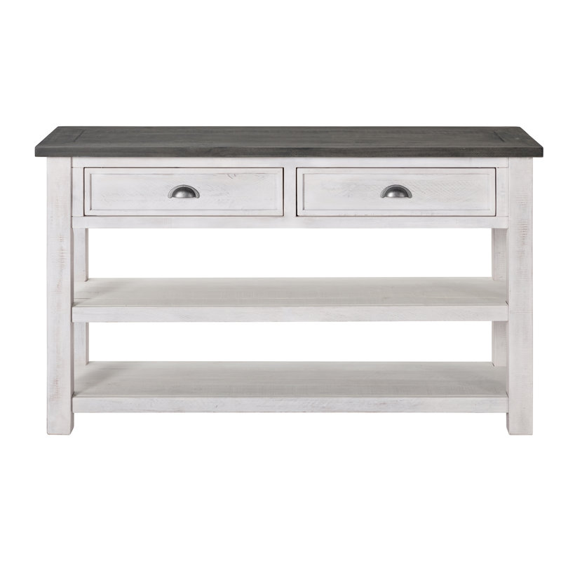 Holliman 50'' Solid Wood Console Table, Gray/White