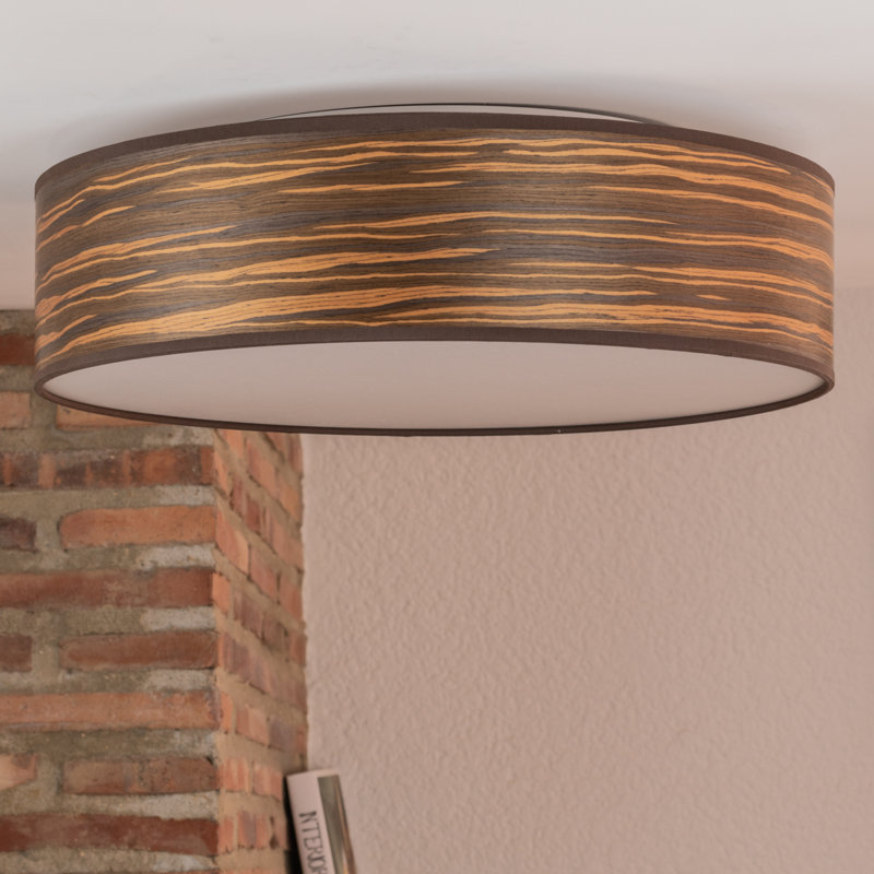 Ocho Solid Wood Flush Mount, Brown-Striped