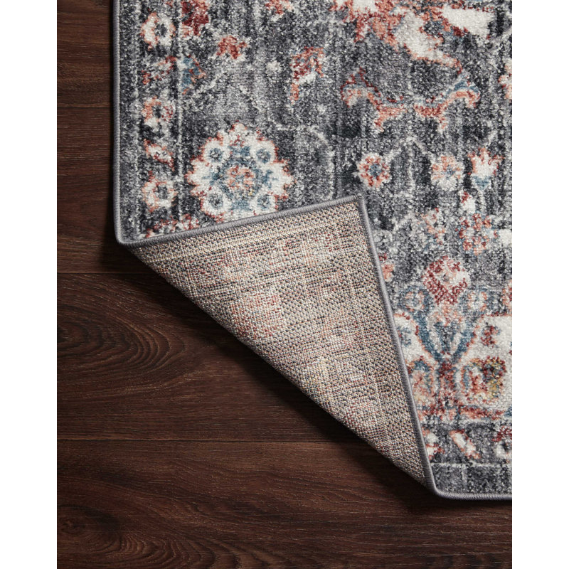 Fiorillo Oriental Machine Made Power Loom Polypropylene Charcoal/Rust Indoor Area Rug, Rectangle 7'10" x 10'