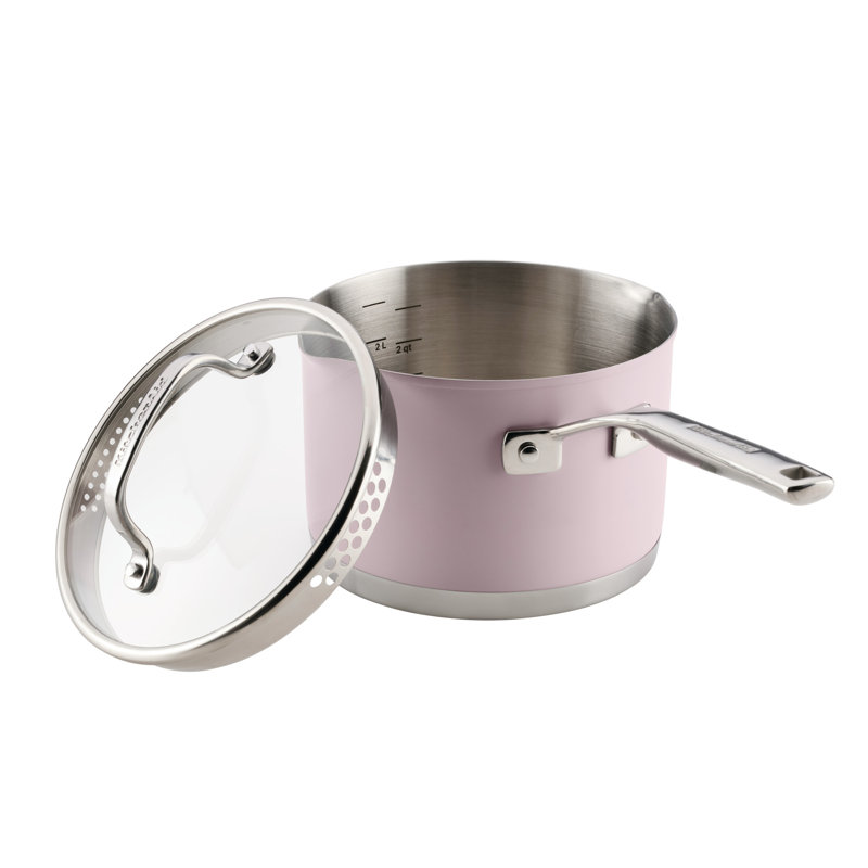 Kitchenaid Color-Finished Stainless Steel 3-Ply Base Cookware Set, 11-Piece, Agave, Purple