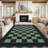 Washable Scalloped Rug Modern Checkerboard Rug Non Slip, Soft Non Shedding Thin Carpet, Indoor Low Pile Foldable Carpet, Contemporary Printed Mat for Living Room Bedroom-418811792