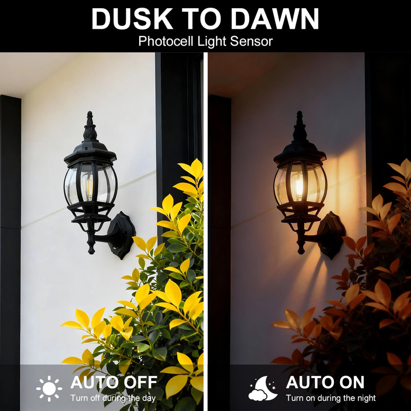 20'' (H) Vintage Outdoor Wall Latern Aluminum Wall Light Sconce With Dusk To Dawn