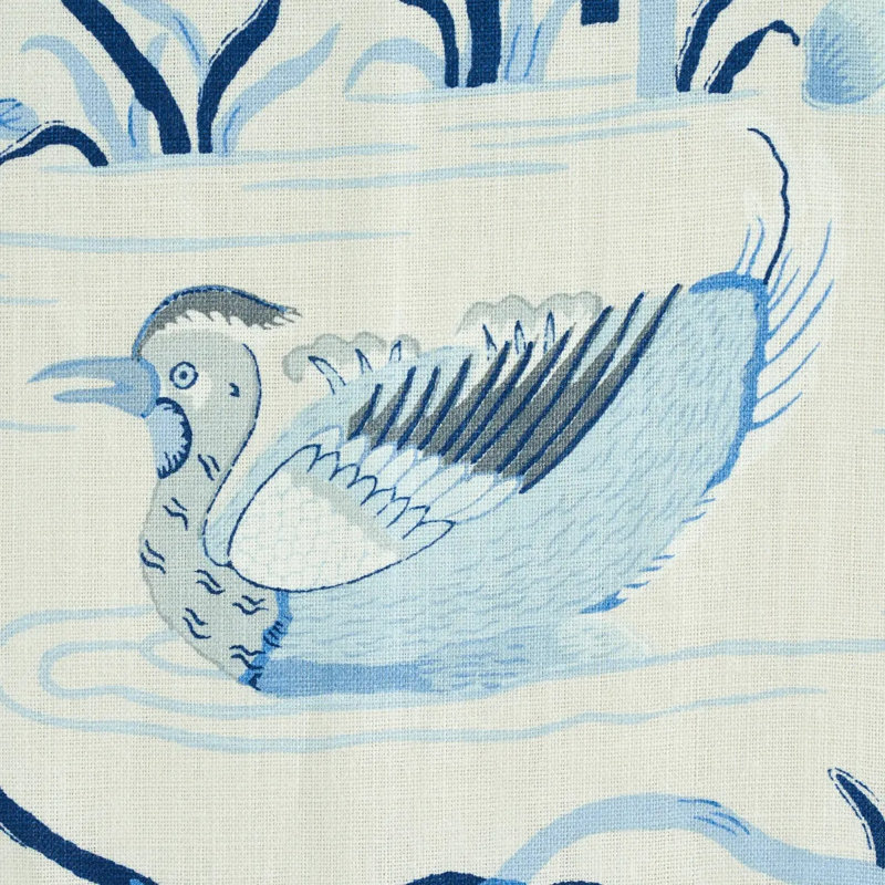 Tissu 100% lin Lotus Garden, Porcelaine
