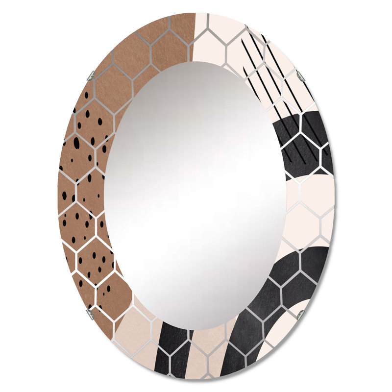 Formes abstraites en terre cuite et formes ivoires III - Miroir mural moderne, 30 po x 20 po