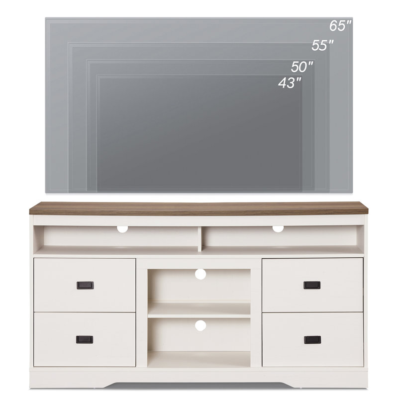 Laziza Highboy 59.1'' W TV Stand for 65 inch TVs Credenza, White